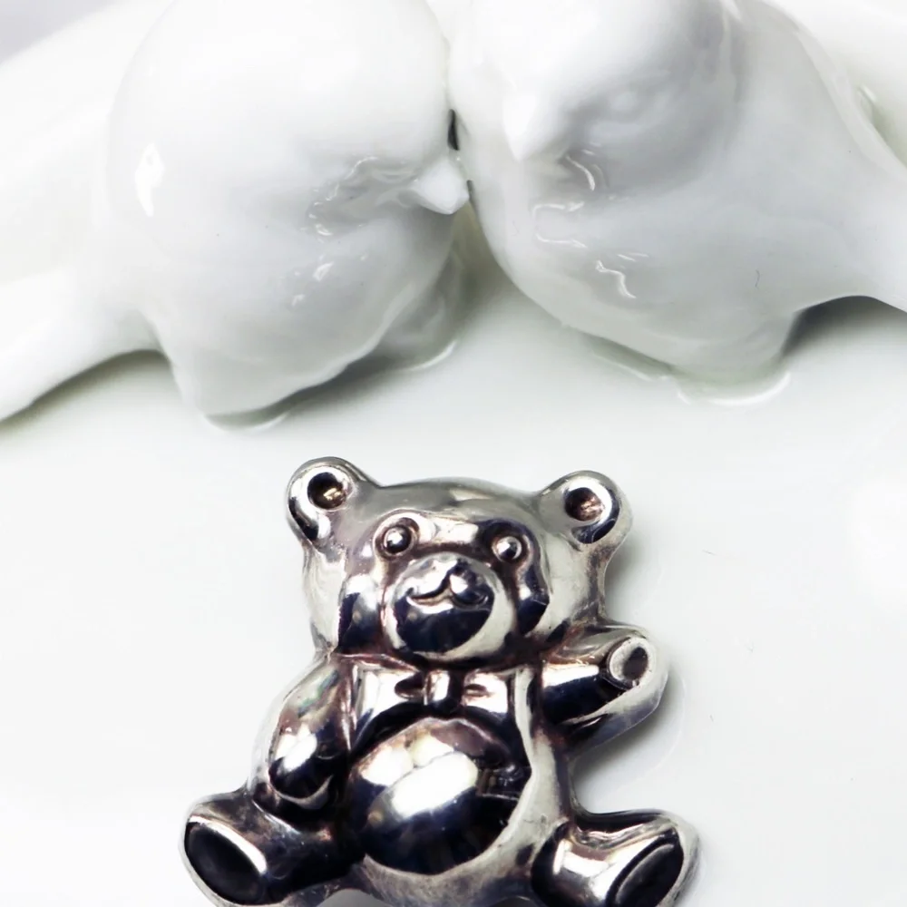 Vintage Sterling Silver Teddy Bear Brooch